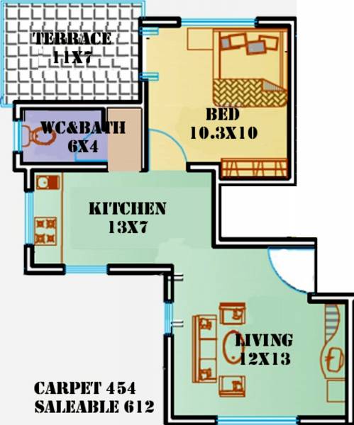 Ashwamedh Harmony (1BHK+1T (612 sq ft) 612 sq ft)