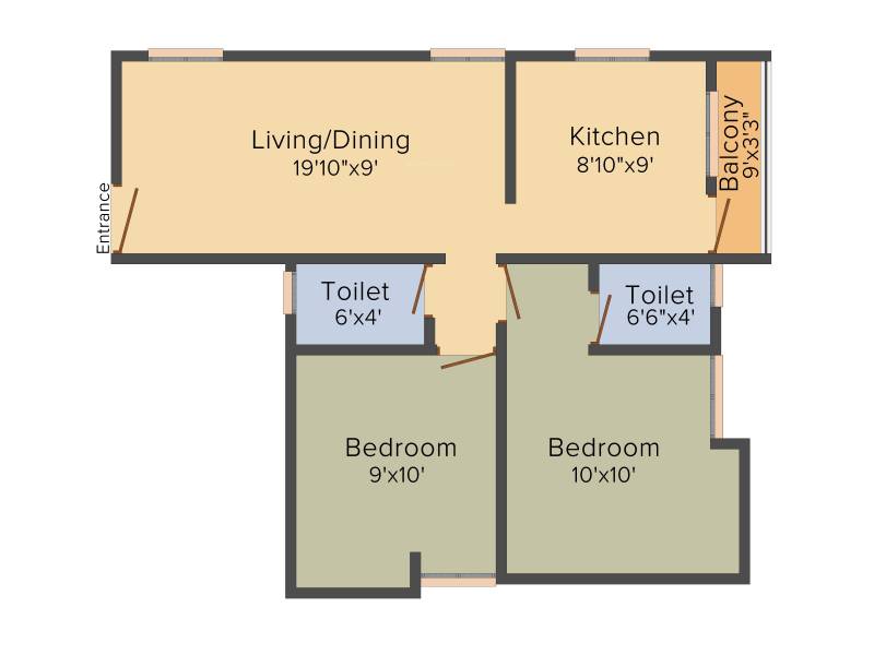 Rahul Penta Garden (2BHK+2T (795 sq ft) 795 sq ft)