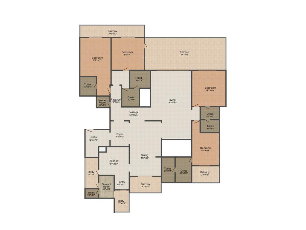 ETA Beau Monde (4BHK+4T (5,875 sq ft)   Servant Room 5875 sq ft)