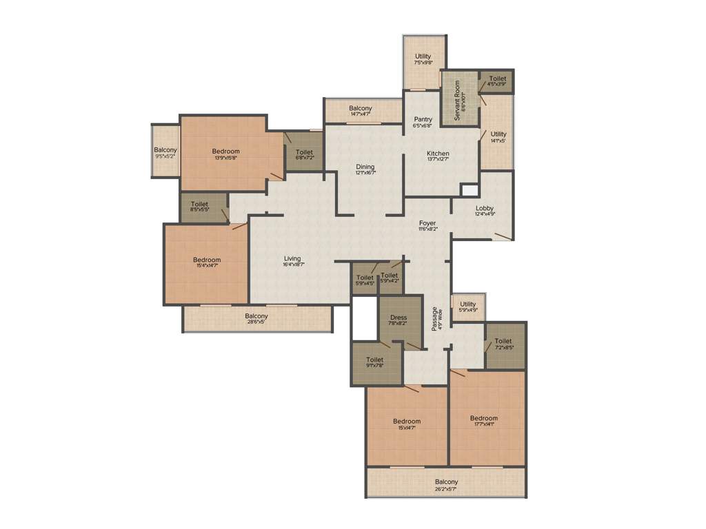 ETA Beau Monde (4BHK+4T (5,097 sq ft)   Servant Room 5097 sq ft)