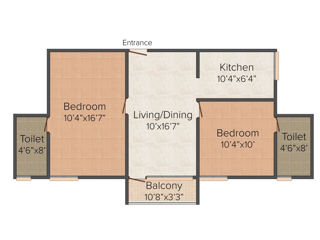 Rahul The White Fields (2BHK+2T (858 sq ft) 858 sq ft)