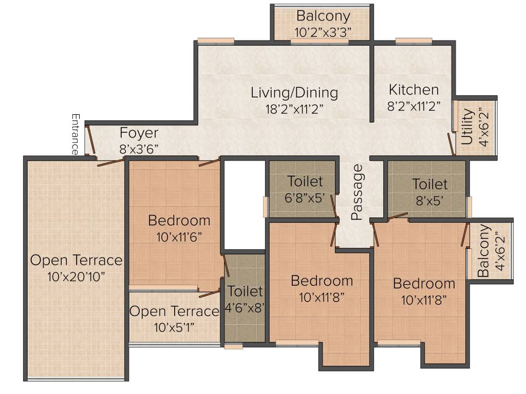 Rahul The White Fields (3BHK+3T (1,322 sq ft) 1322 sq ft)