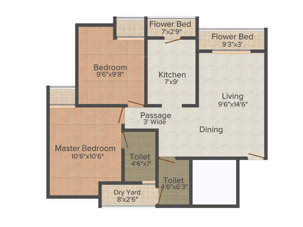 S M Hatkesh Heights (2BHK+2T (956 sq ft) 956 sq ft)