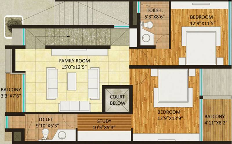 Woodshire Emerson Park (3BHK+4T (2,786 sq ft) + Study Room 2786 sq ft)