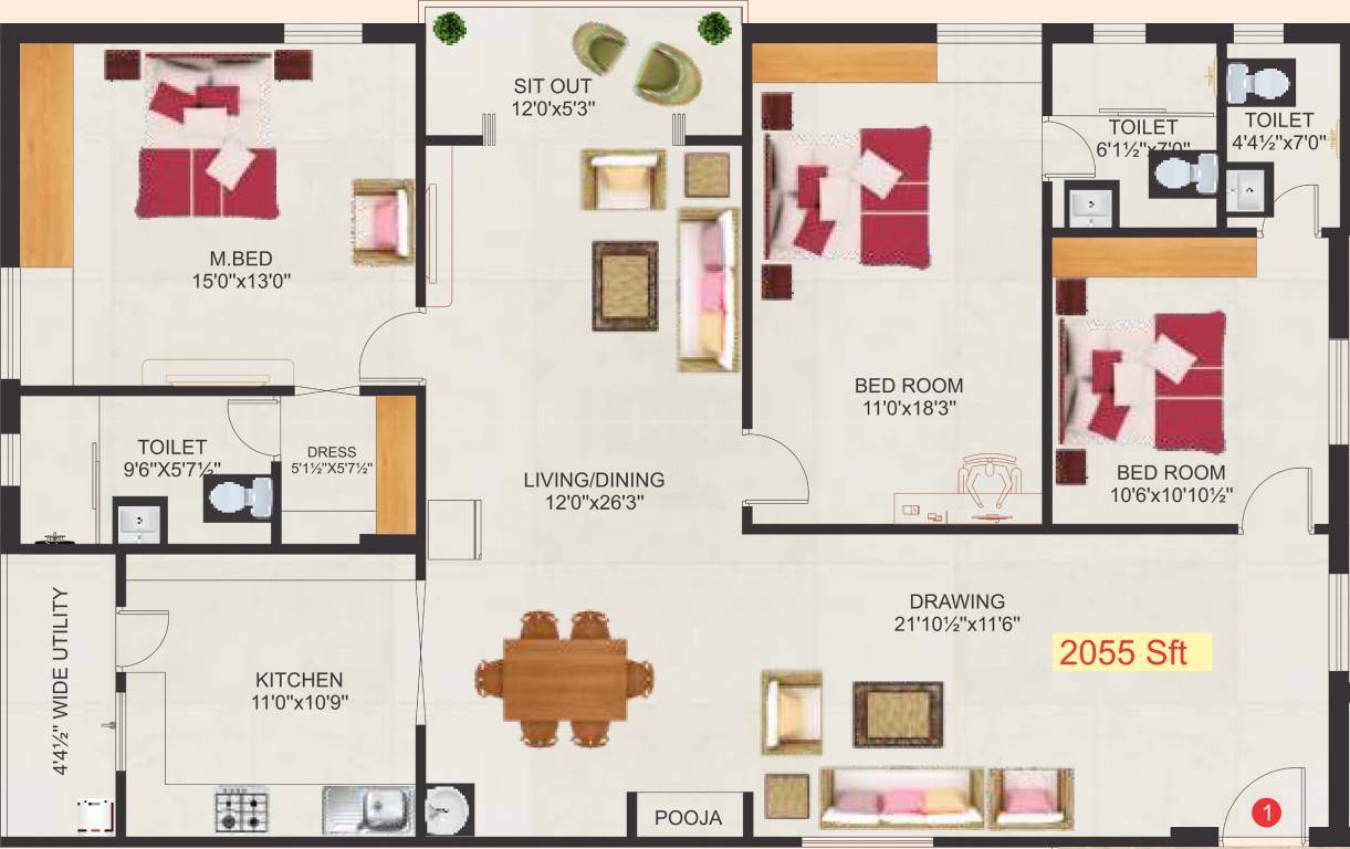 Pratyusha Sree Sai Brindavanam (3BHK+3T (2,055 sq ft) + Pooja Room 2055 sq ft) Pratyusha Sree Sai Brindavanam (3BHK+3T (2,055 sq ft) + Pooja Room 2055 sq ft)