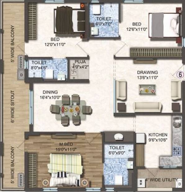 ARK Hamptons (3BHK+3T (1,790 sq ft) + Pooja Room 1790 sq ft)