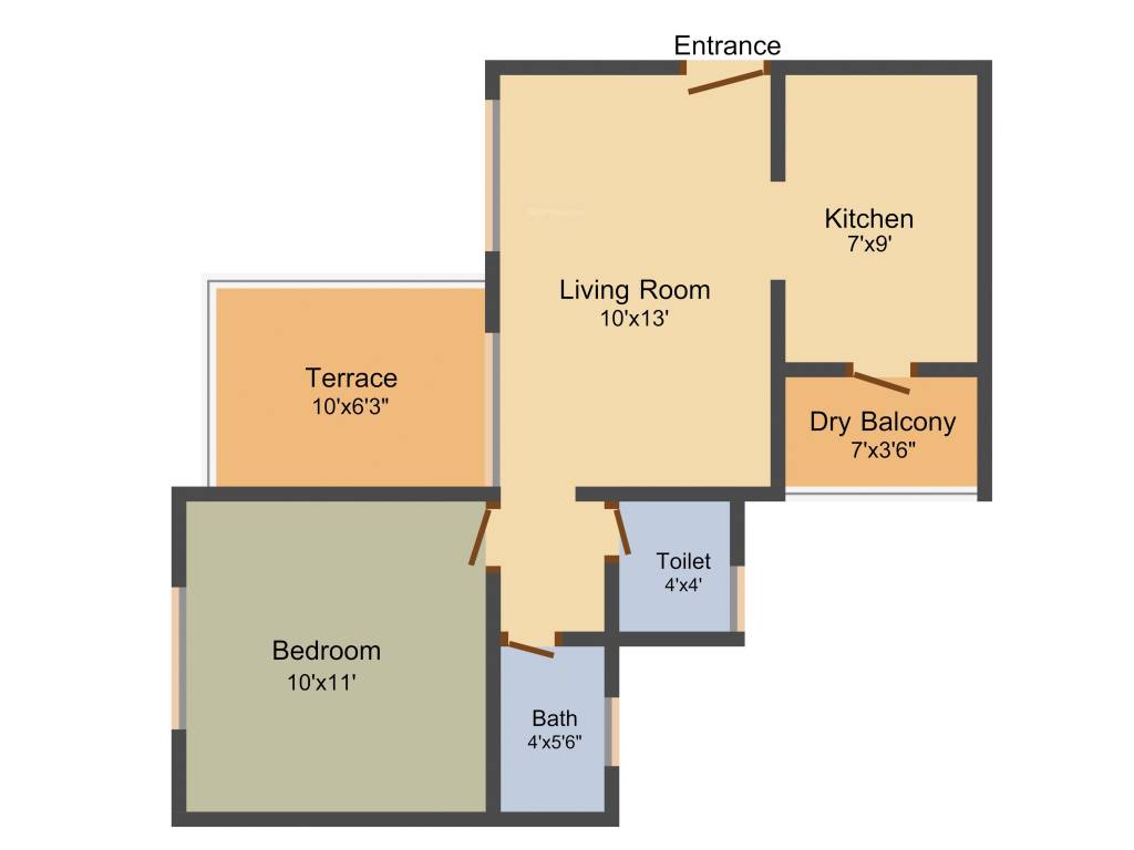 Tulip Elegance 1BHK+1T (596 sq ft)