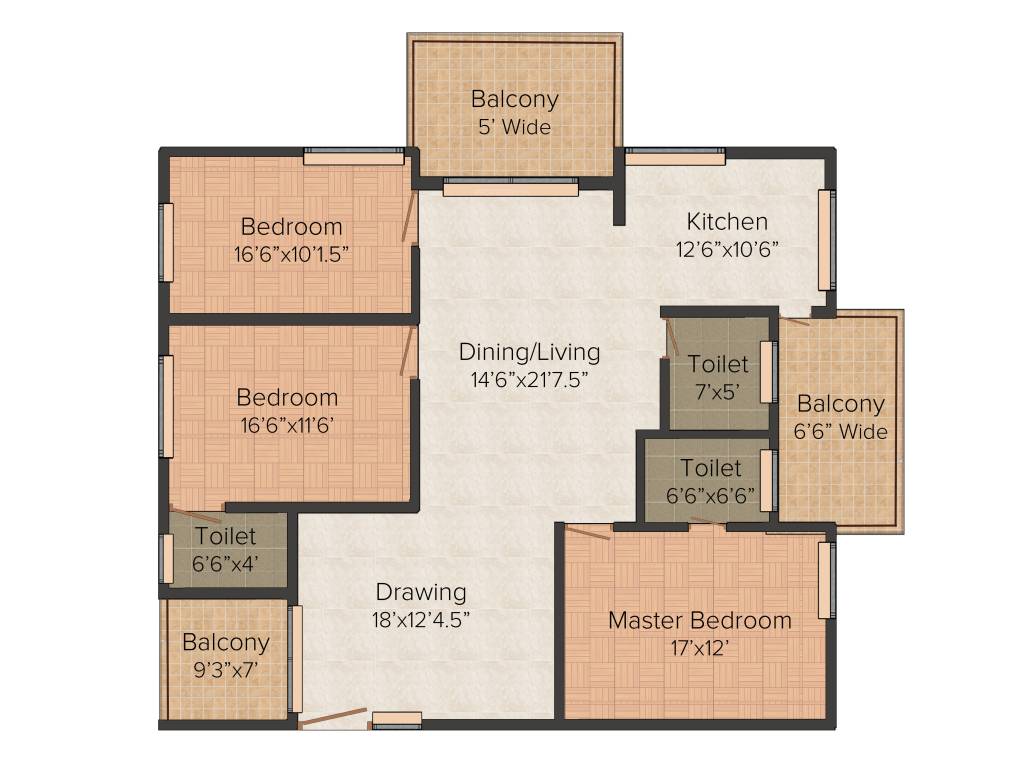 Pratyusha Developers Meadows 3BHK+3T (2,210 sq ft)