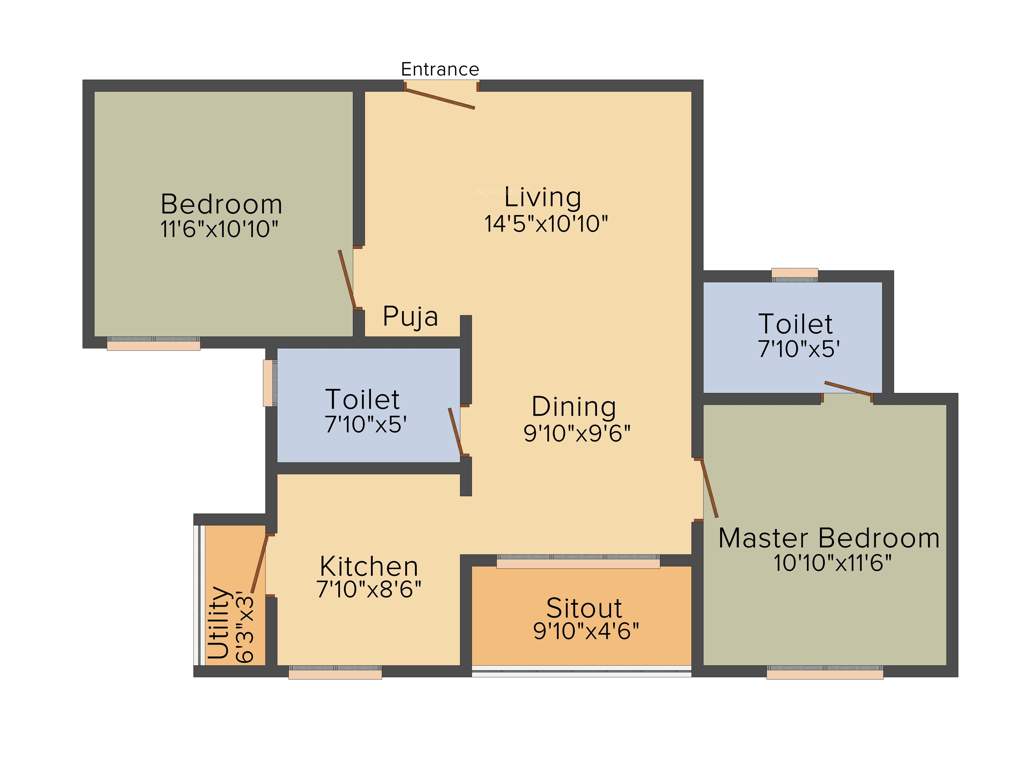 Sai Ultima (2BHK+2T (1,030 sq ft) + Pooja Room 1030 sq ft)