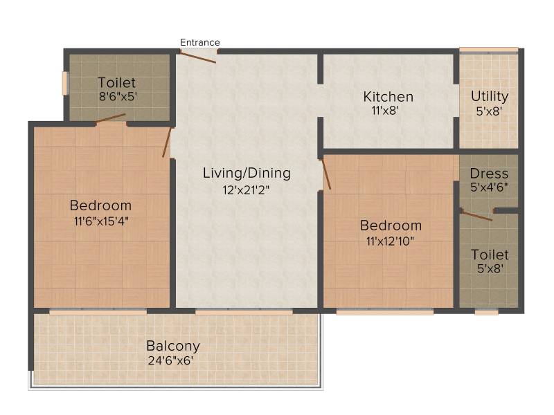 Elegant Bristol (2BHK+2T (1,253 sq ft) 1253 sq ft)