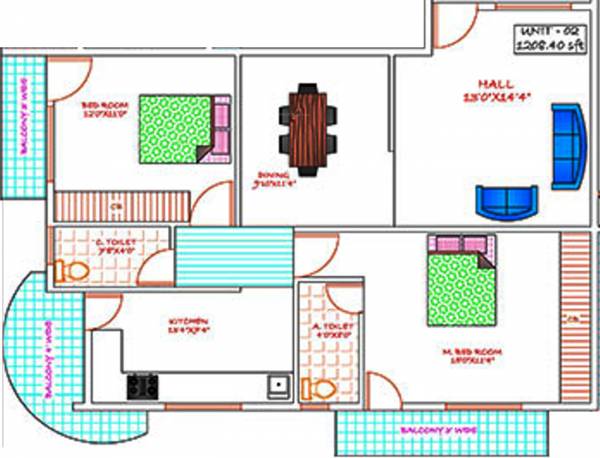 DBS Chalamize (2BHK+2T (1,208 sq ft) 1208 sq ft)