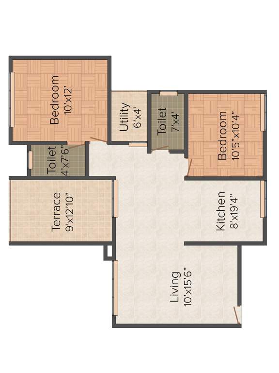 Ashish Ecstasy (2BHK+2T (1,035 sq ft) 1035 sq ft)