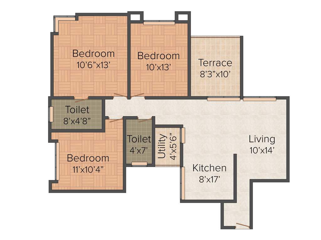 Ashish Ecstasy (3BHK+2T (1,218 sq ft) 1218 sq ft)