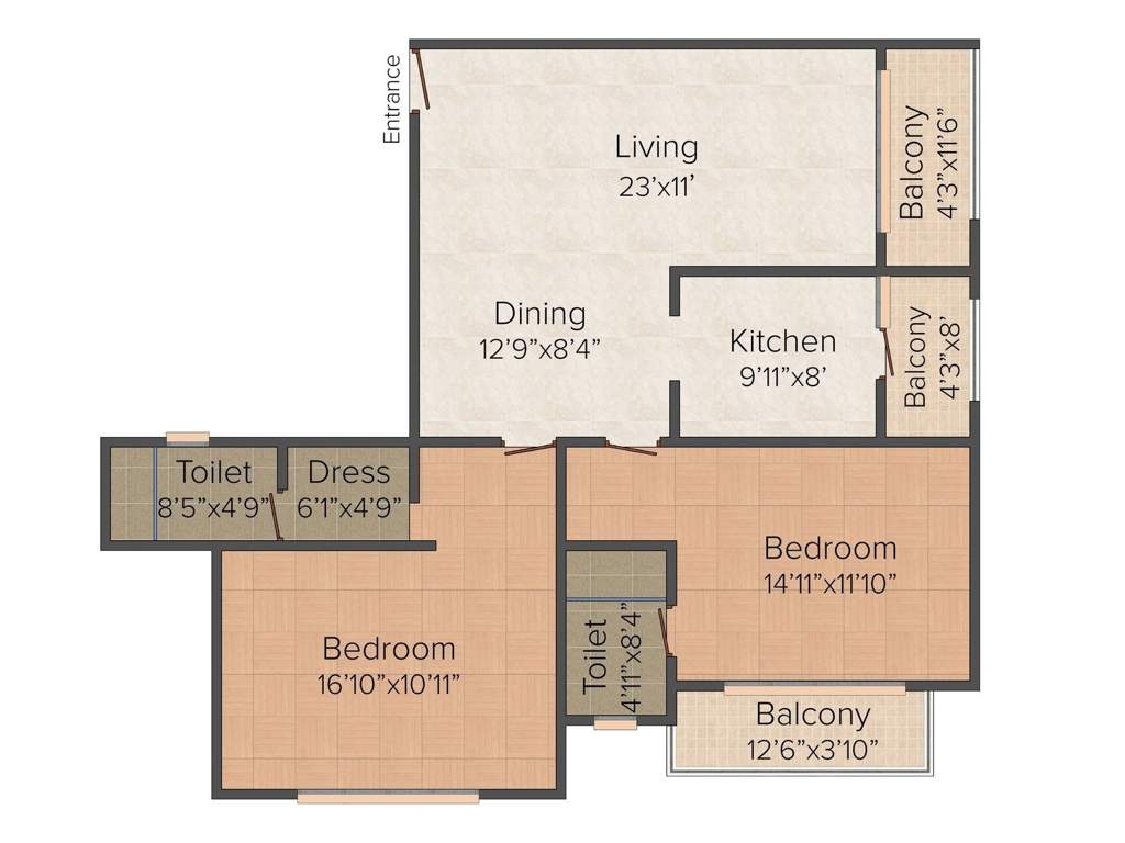 Elegant Buckingham (2BHK+2T (1,386 sq ft) 1386 sq ft)