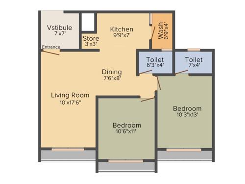 Kavisha Celebrations (2BHK+2T (1,200 sq ft) 1200 sq ft)