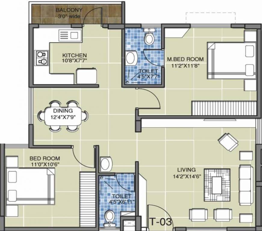 Columbia Gr Residency (2BHK+2T (1,043 sq ft) 1043 sq ft) Columbia Gr Residency (2BHK+2T (1,043 sq ft) 1043 sq ft)
