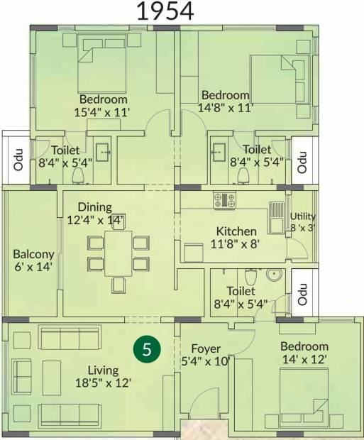 Appaswamy Trellis South Phase (3BHK+3T (1,954 sq ft) 1954 sq ft)