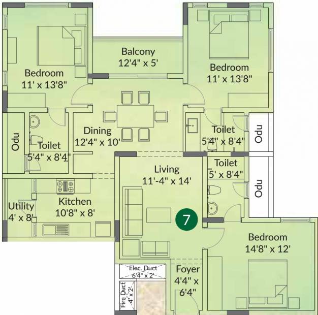 Appaswamy Trellis South Phase (3BHK+3T (1,685 sq ft) 1685 sq ft)