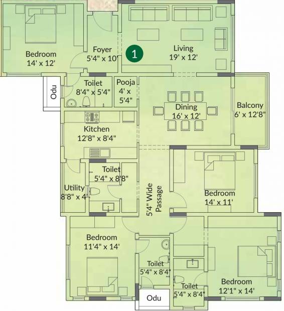 Appaswamy Trellis South Phase (4BHK+4T (2,394 sq ft) + Pooja Room 2394 sq ft)