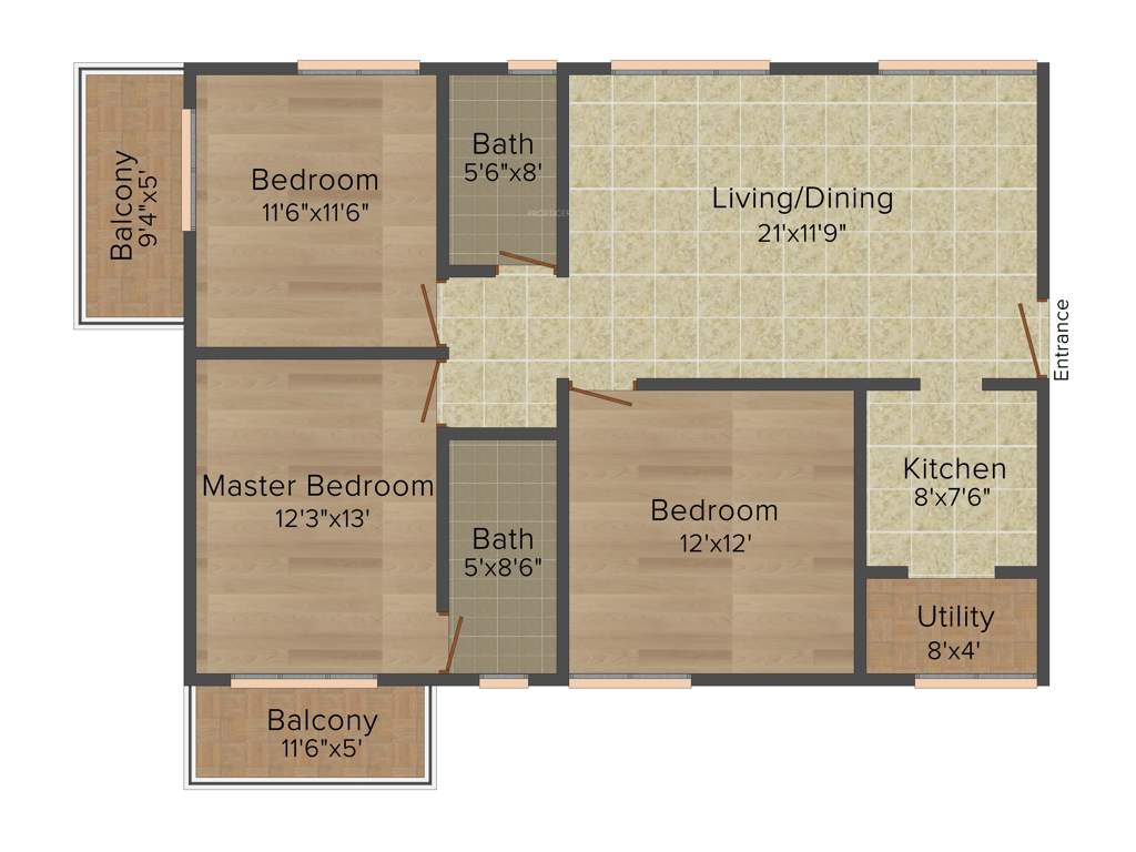 Desai Radiant (3BHK+2T (1,365 sq ft) 1365 sq ft)