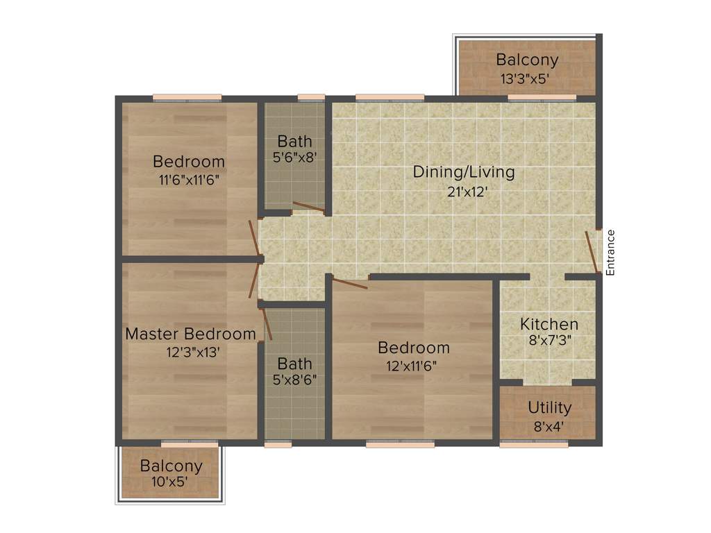 Desai Radiant (3BHK+2T (1,345 sq ft) 1345 sq ft)