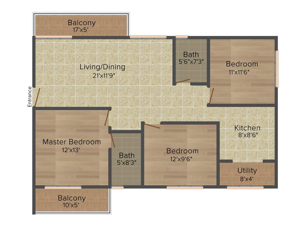 Desai Radiant (3BHK+2T (1,415 sq ft) 1415 sq ft)
