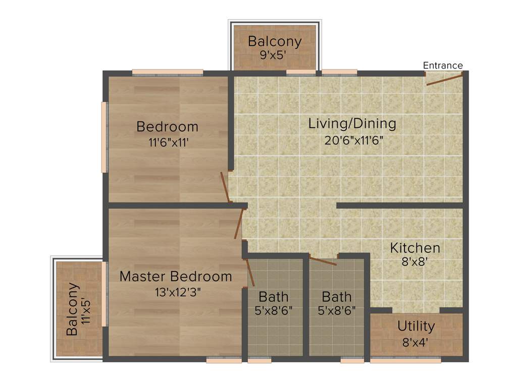 Desai Radiant (2BHK+2T (1,120 sq ft) 1120 sq ft)