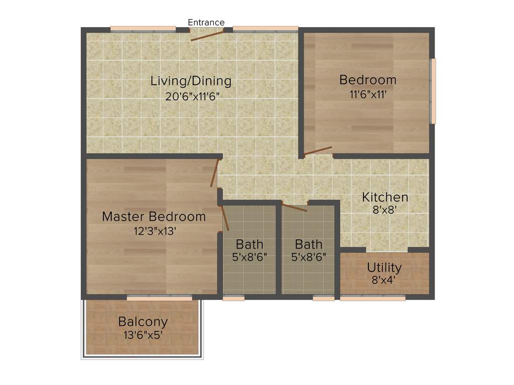 Desai Radiant (2BHK+2T (1,085 sq ft) 1085 sq ft)