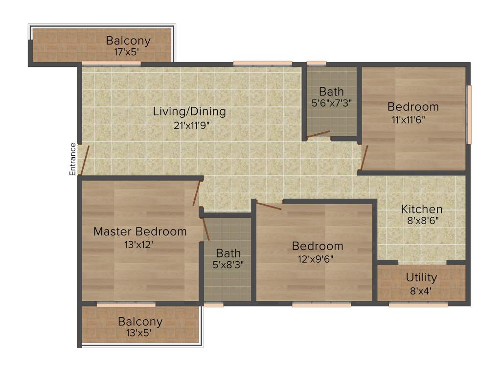 Desai Radiant (3BHK+2T (1,595 sq ft) 1595 sq ft)