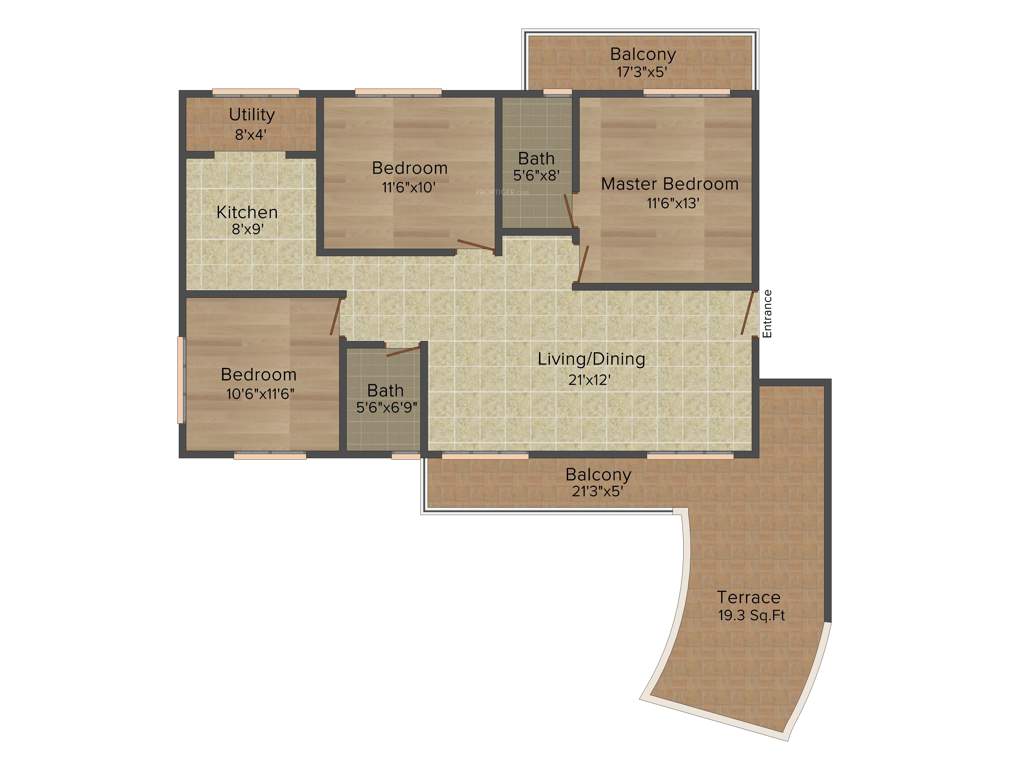 Desai Radiant (3BHK+2T (1,735 sq ft) 1735 sq ft)