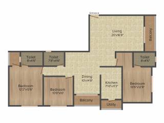 Regal Rich Blossoms (3BHK+3T (1,608 sq ft) 1608 sq ft) Regal Rich Blossoms (3BHK+3T (1,608 sq ft) 1608 sq ft)