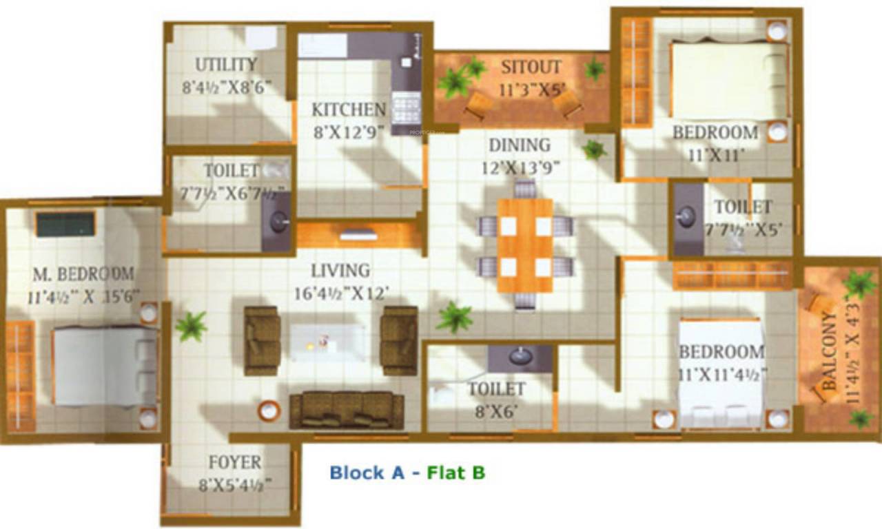 Arima Cyprus Oaks (3BHK+3T (1,764 sq ft) 1764 sq ft)