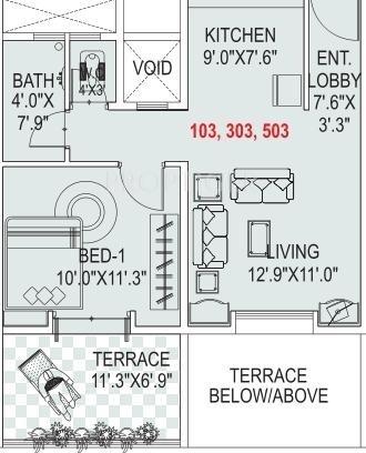 Goel Ganga Osian Meadows (1BHK+1T (594 sq ft) 594 sq ft)