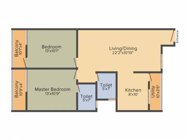 Opera Spring Leaf (2BHK+2T (1,100 sq ft) 1100 sq ft)