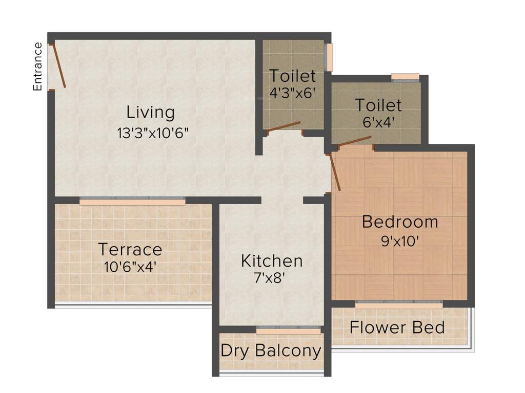 RN Rainbow Heights (1BHK+1T (635 sq ft) 635 sq ft)