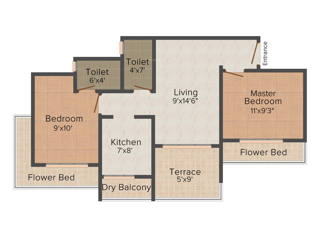 RN Rainbow Heights (2BHK+2T (895 sq ft) 895 sq ft)