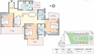 M3M Marina (3BHK+2T (1,595 sq ft) 1595 sq ft)