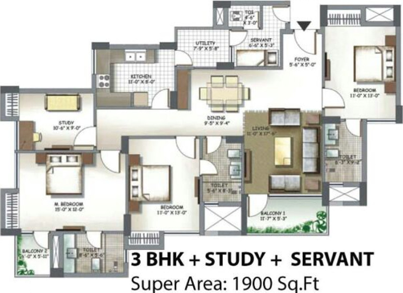 Oneiric Epic Residency (3BHK+3T (1,900 sq ft) + Study Room 1900 sq ft)