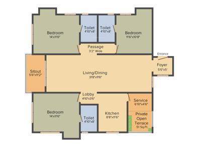 Nahar Jaishree (3BHK+3T (1,743 sq ft) 1743 sq ft)