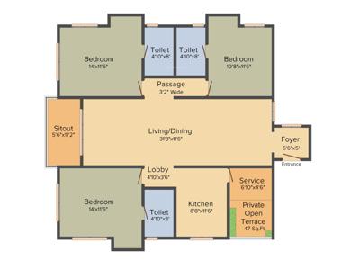 Nahar Jaishree (3BHK+3T (1,744 sq ft) 1744 sq ft)