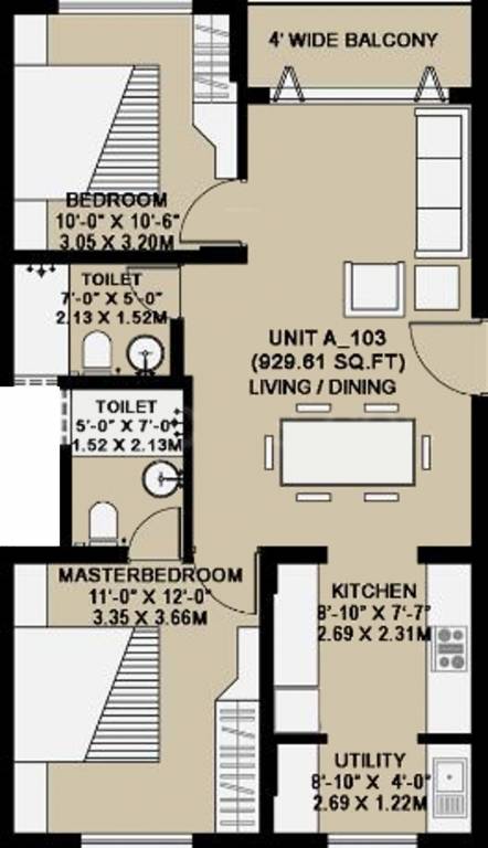 Gagan Yale (2BHK+2T (930 sq ft) 930 sq ft)