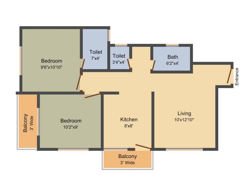  Sai Vrundavan (2BHK+2T (814 sq ft) 814 sq ft)