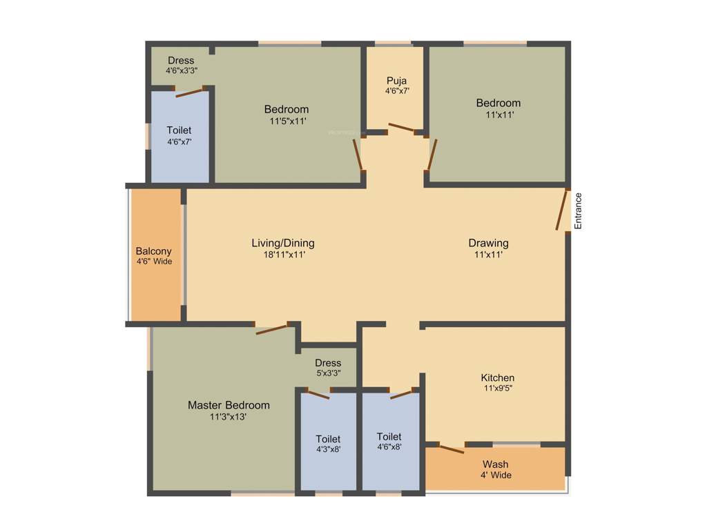 Sai Anandamai (3BHK+3T (1,605 sq ft) + Pooja Room 1605 sq ft)