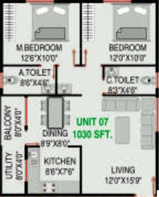 Rangashree Pearl (2BHK+2T (1,030 sq ft) 1030 sq ft) Rangashree Pearl (2BHK+2T (1,030 sq ft) 1030 sq ft)