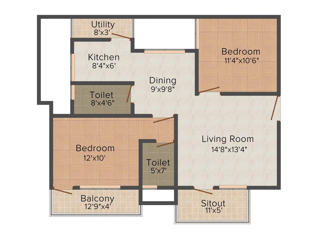 Karna Sree Builder Mathru Sree Silver Oak 2BHK+2T (1,074 sq ft)