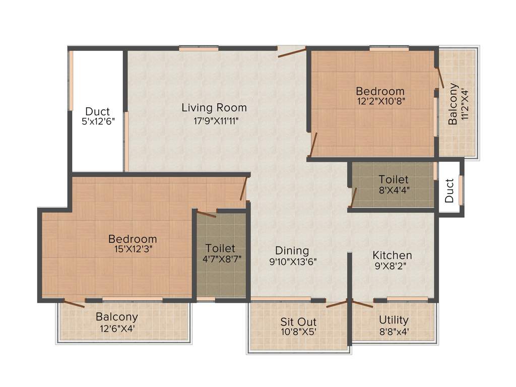 Karna Sree Builder Mathru Sree Silver Oak 2BHK+2T (1,330 sq ft)