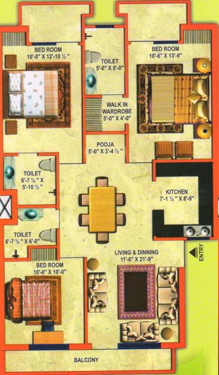 JTPL Flora Designer Floors (3BHK+3T (1,177 sq ft) + Pooja Room 1177 sq ft) JTPL Flora Designer Floors (3BHK+3T (1,177 sq ft) + Pooja Room 1177 sq ft)