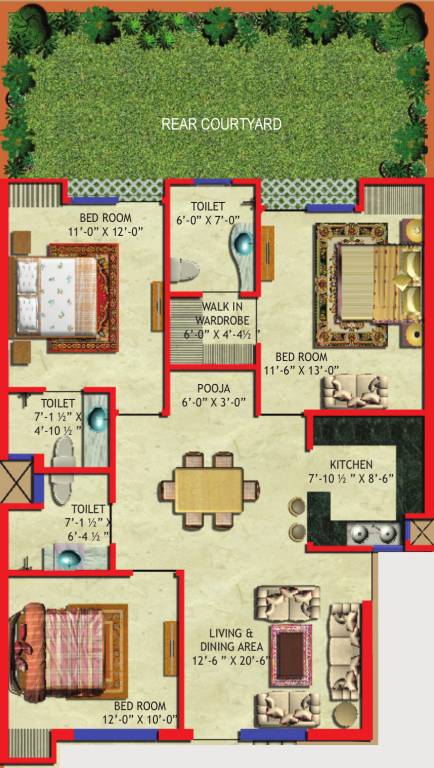JTPL Flora Designer Floors (3BHK+3T (1,207 sq ft) + Pooja Room 1207 sq ft) JTPL Flora Designer Floors (3BHK+3T (1,207 sq ft) + Pooja Room 1207 sq ft)
