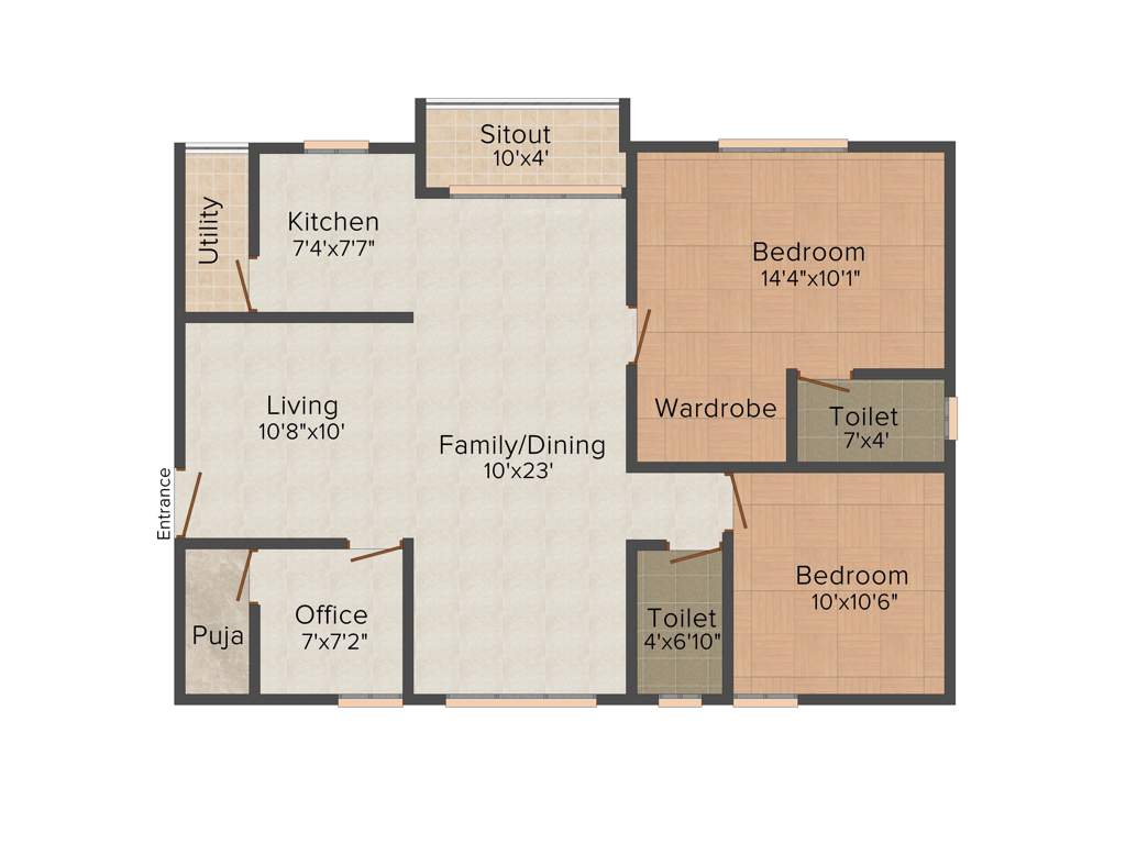 Urbansky Regalia (2BHK+2T (1,215 sq ft) + Pooja Room 1215 sq ft)