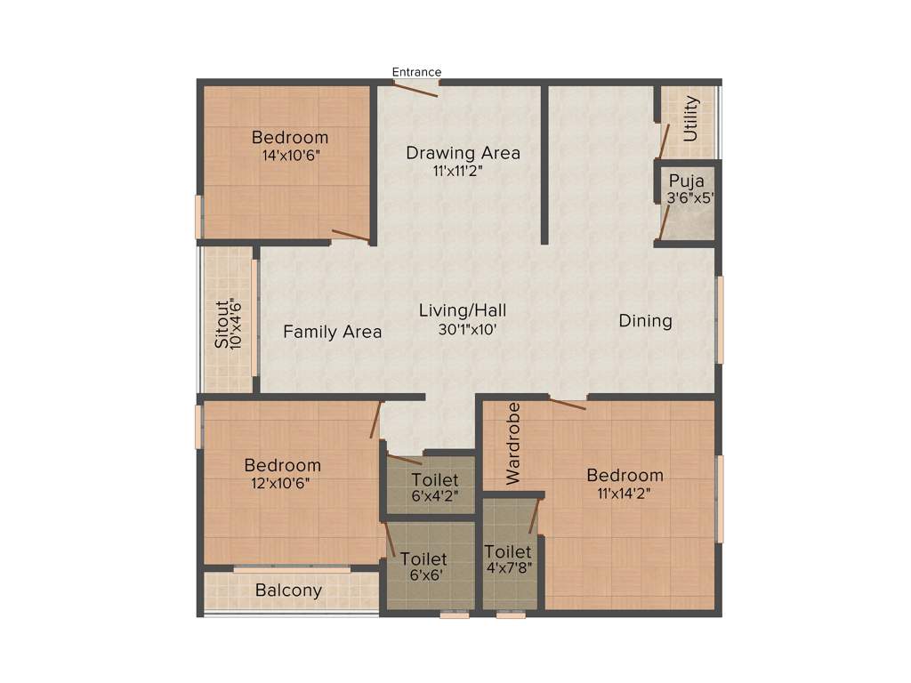 Urbansky Regalia (3BHK+3T (1,613 sq ft) + Pooja Room 1613 sq ft)